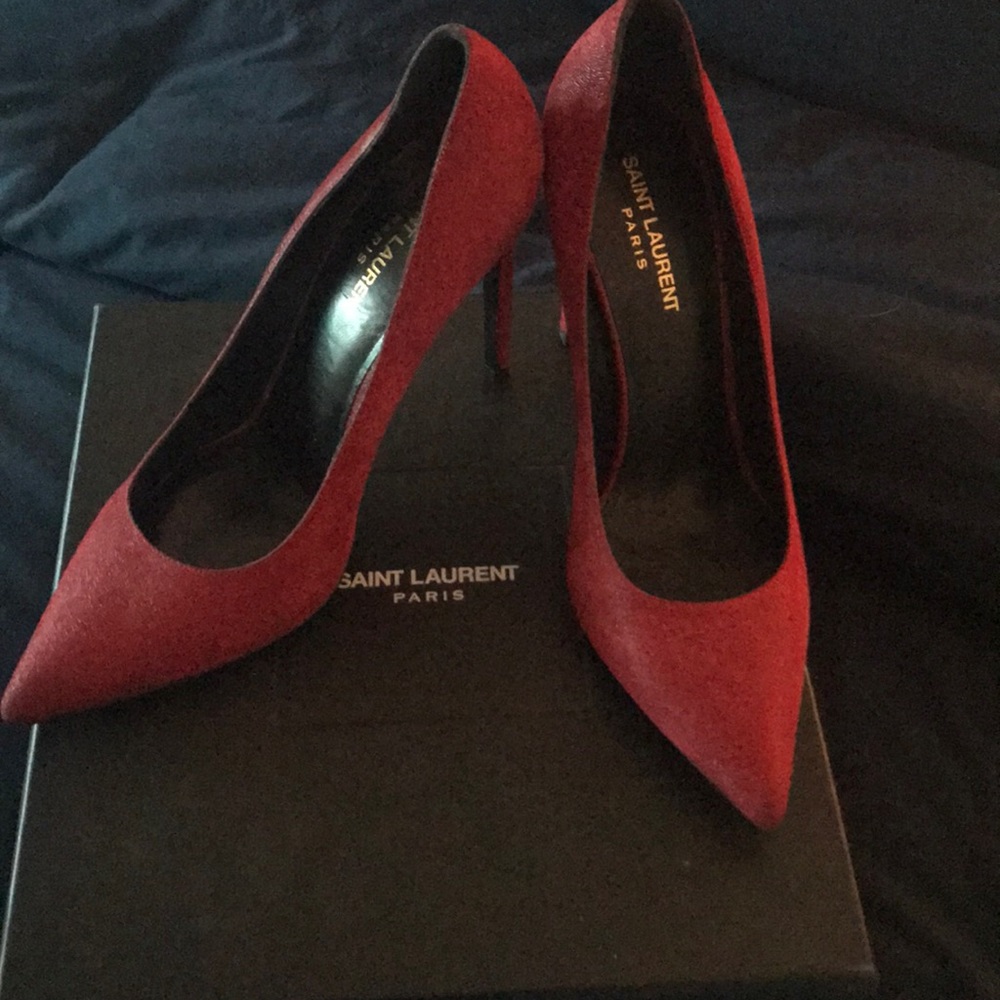 Show stopper red saint laurent shoes